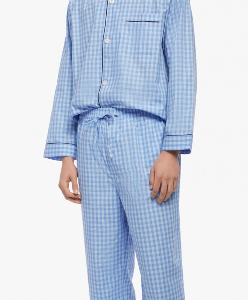 Blue Brooks Brothers Cotton Poplin Gingham Men Nightwear | QRP-841536