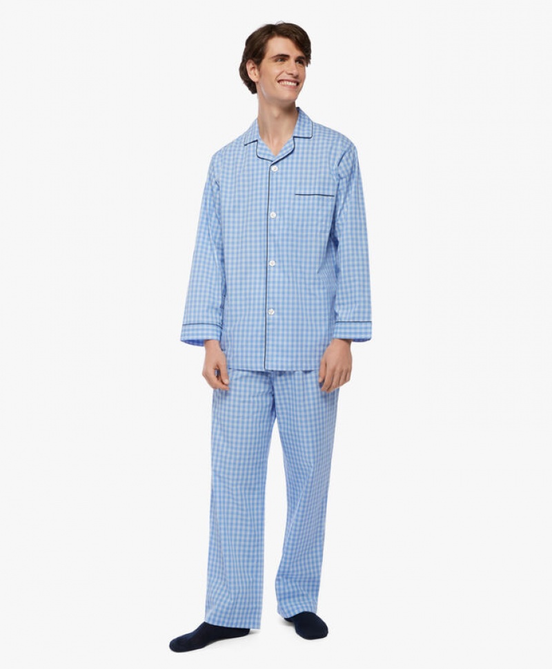 Blue Brooks Brothers Cotton Poplin Gingham Men Nightwear | QRP-841536