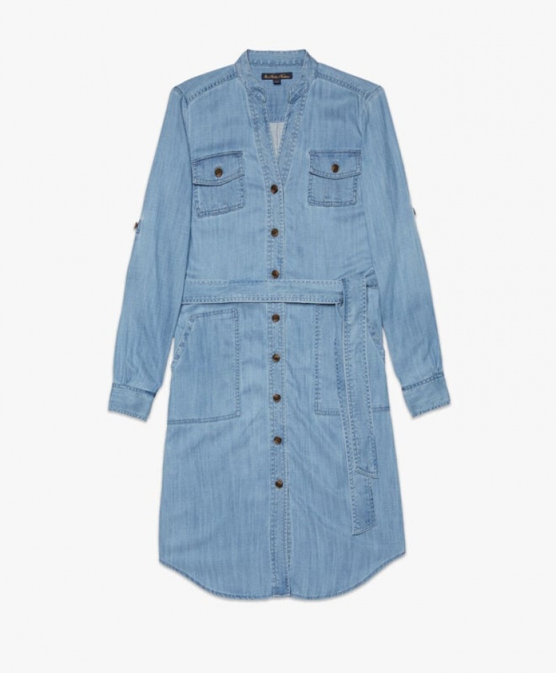 Blue Brooks Brothers Denim Utility Women Dresses | EKX-380765