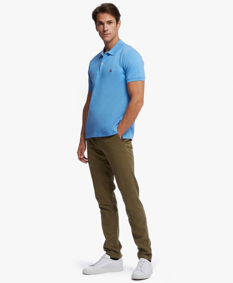 Blue Brooks Brothers Extra-slim Fit Sleeves Supima Cotton Men Polo | NVM-507493