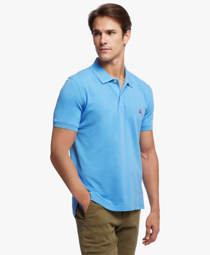 Blue Brooks Brothers Extra-slim Fit Sleeves Supima Cotton Men Polo | NVM-507493