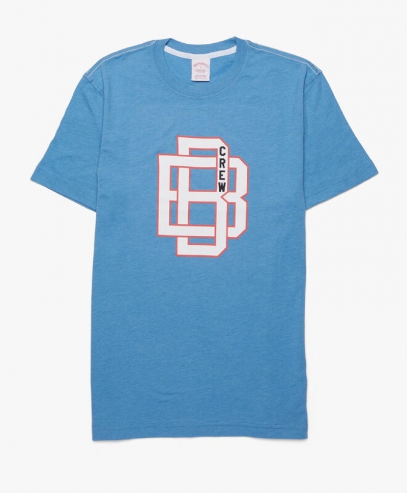 Blue Brooks Brothers Graphic Men T-shirts | SAD-169302