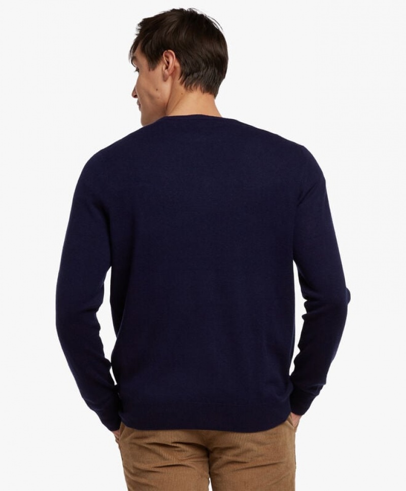 Blue Brooks Brothers Lambswool Crew-Neck Men Sweaters | MRD-698721