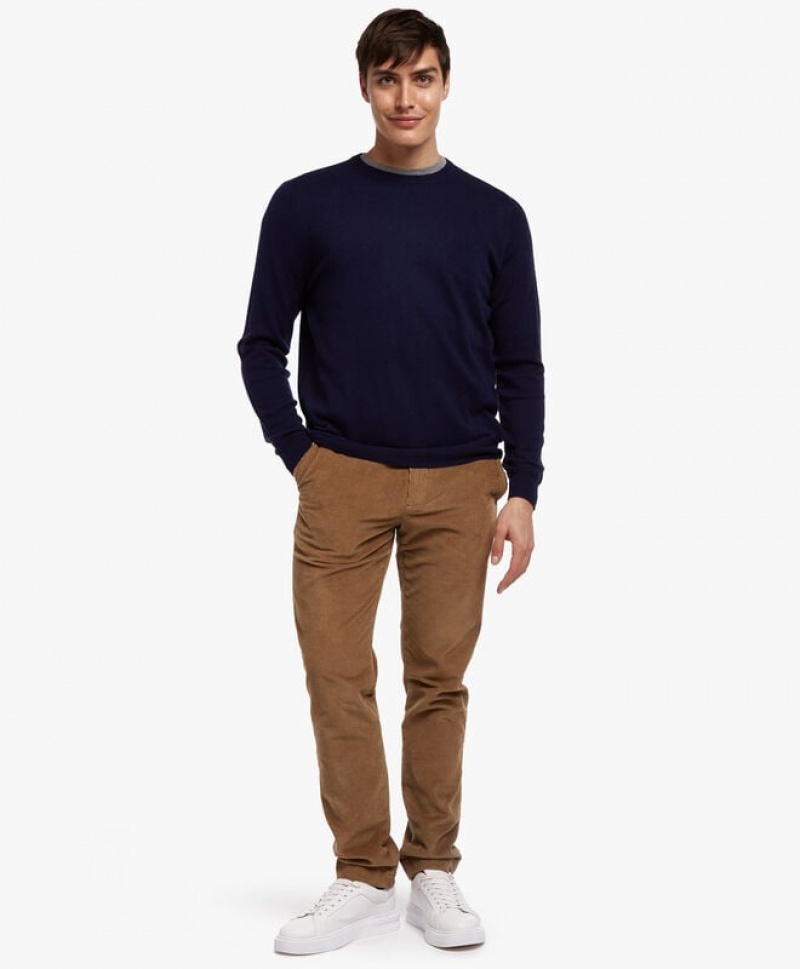 Blue Brooks Brothers Lambswool Crew-Neck Men Sweaters | MRD-698721