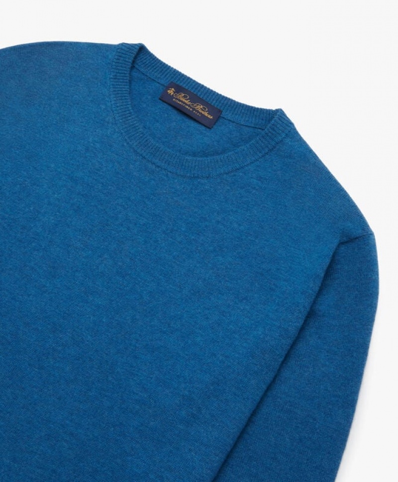 Blue Brooks Brothers Lambswool Crew-Neck Men Sweaters | ZGJ-950871