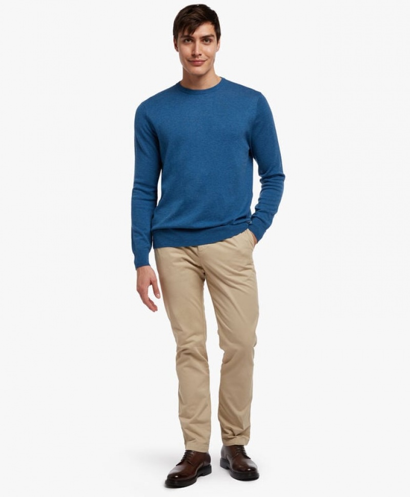 Blue Brooks Brothers Lambswool Crew-Neck Men Sweaters | ZGJ-950871