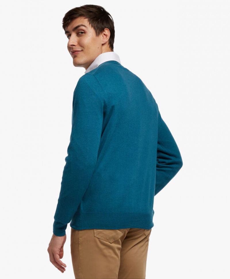 Blue Brooks Brothers Lambswool Crew-Neck Men Sweaters | LCF-412673