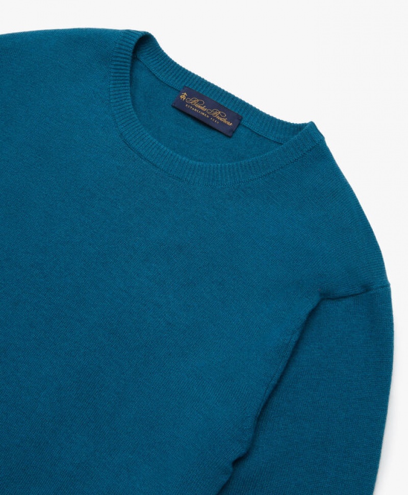 Blue Brooks Brothers Lambswool Crew-Neck Men Sweaters | LCF-412673