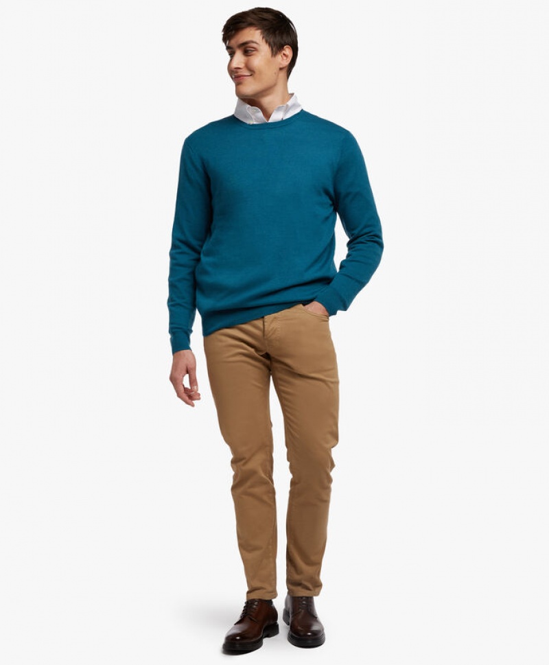 Blue Brooks Brothers Lambswool Crew-Neck Men Sweaters | LCF-412673