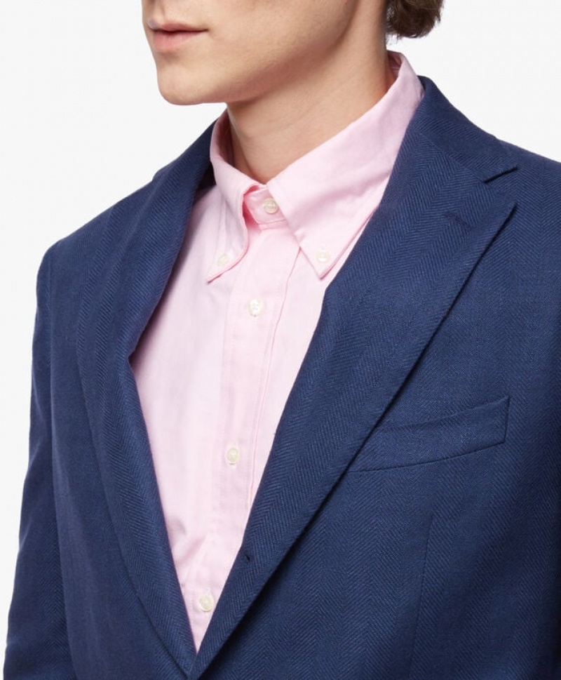 Blue Brooks Brothers Linen-Cotton Blazer Men Blazers | OZR-924356