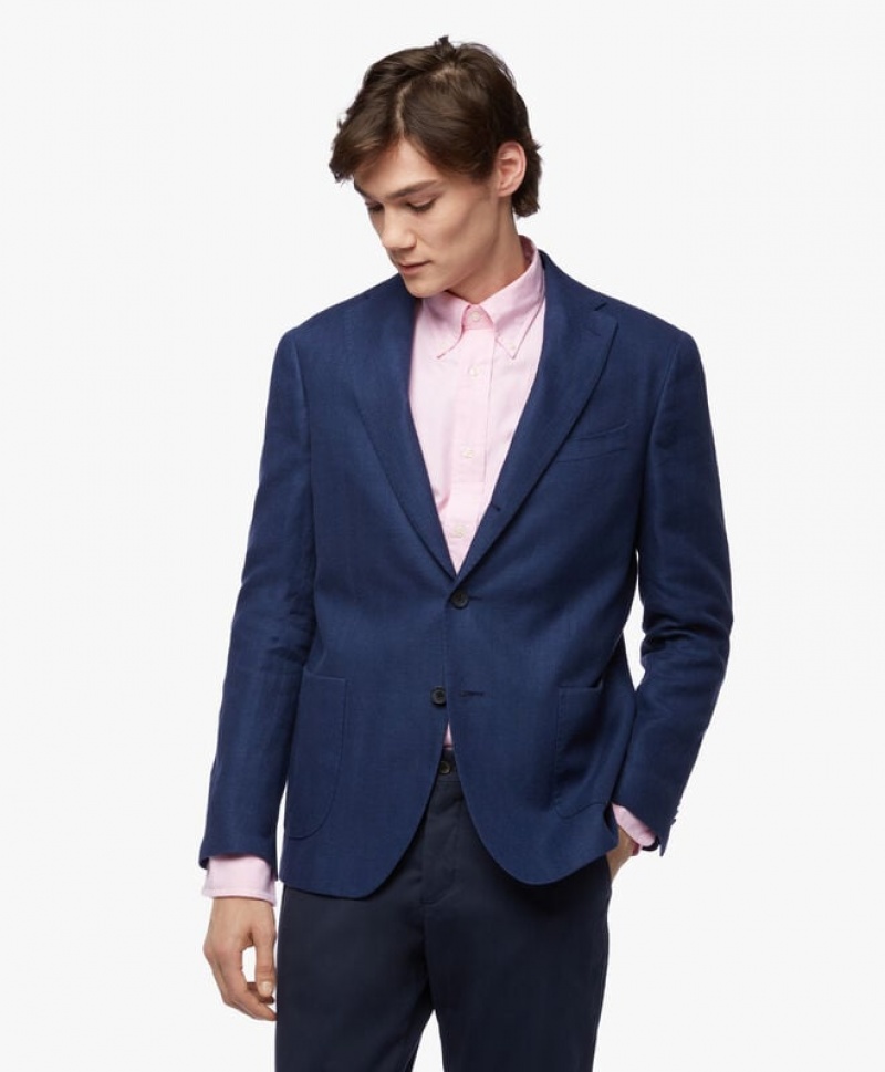 Blue Brooks Brothers Linen-Cotton Blazer Men Blazers | OZR-924356