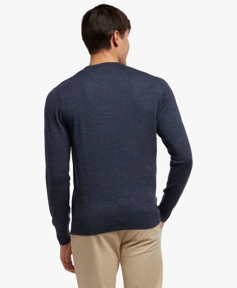 Blue Brooks Brothers Merino Wool Crew-Neck Men Sweaters | HEQ-435178