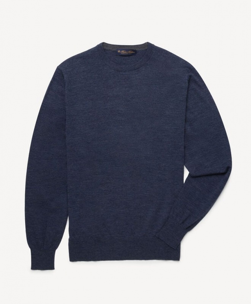 Blue Brooks Brothers Merino Wool Crew-Neck Men Sweaters | HEQ-435178