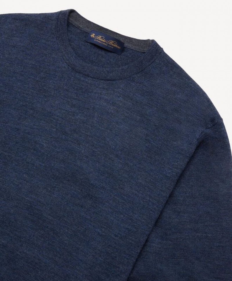 Blue Brooks Brothers Merino Wool Crew-Neck Men Sweaters | HEQ-435178