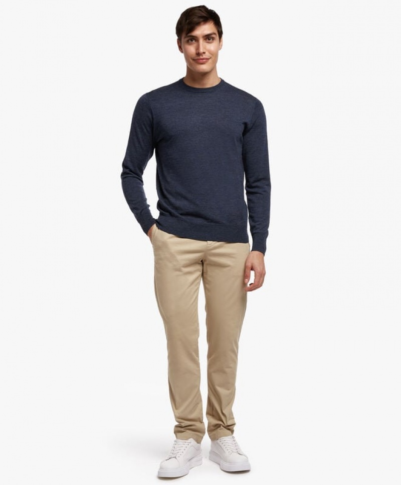 Blue Brooks Brothers Merino Wool Crew-Neck Men Sweaters | HEQ-435178