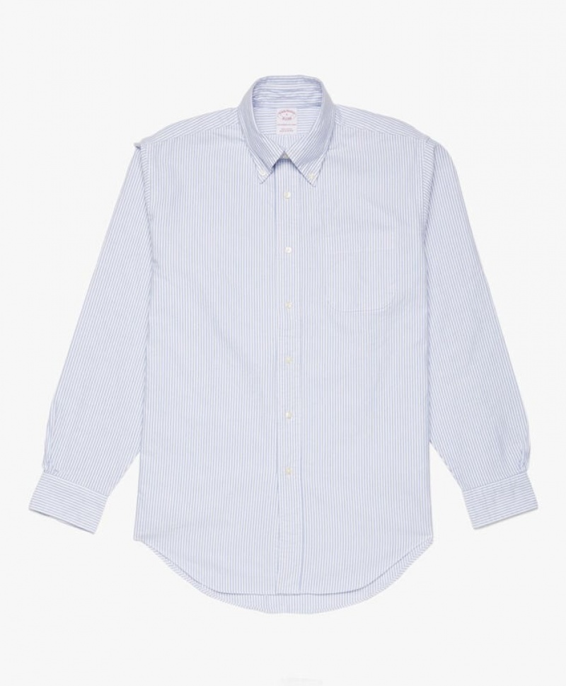 Blue Brooks Brothers Original Button-Down Striped Oxford Men Shirts | YRT-532849