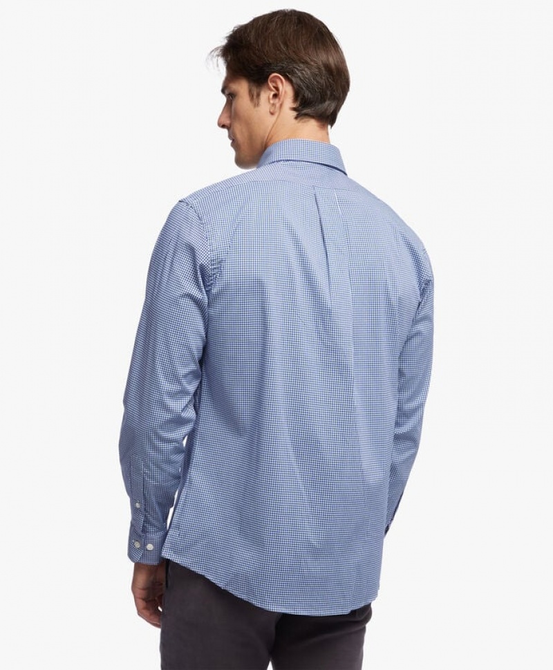 Blue Brooks Brothers Regent Regular-fit, BrooksStretch Performance Series Men Shirts | XDK-890364