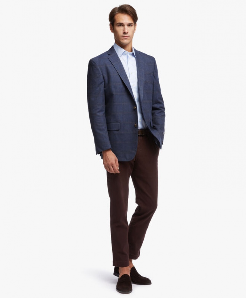 Blue Brooks Brothers Regent Regular-fit Cotton Sport Men Blazers | BSR-067934