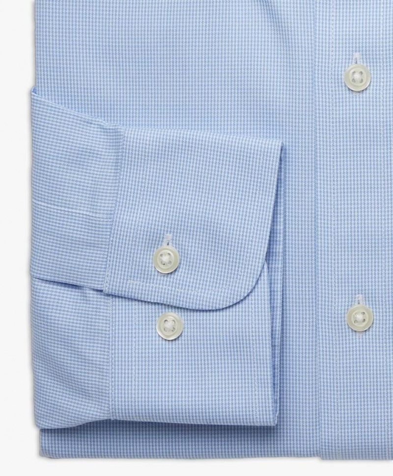 Blue Brooks Brothers Regent Regular-fit Non-iron, Pinpoint, Button-Down Collar Men Shirts | JQX-538790