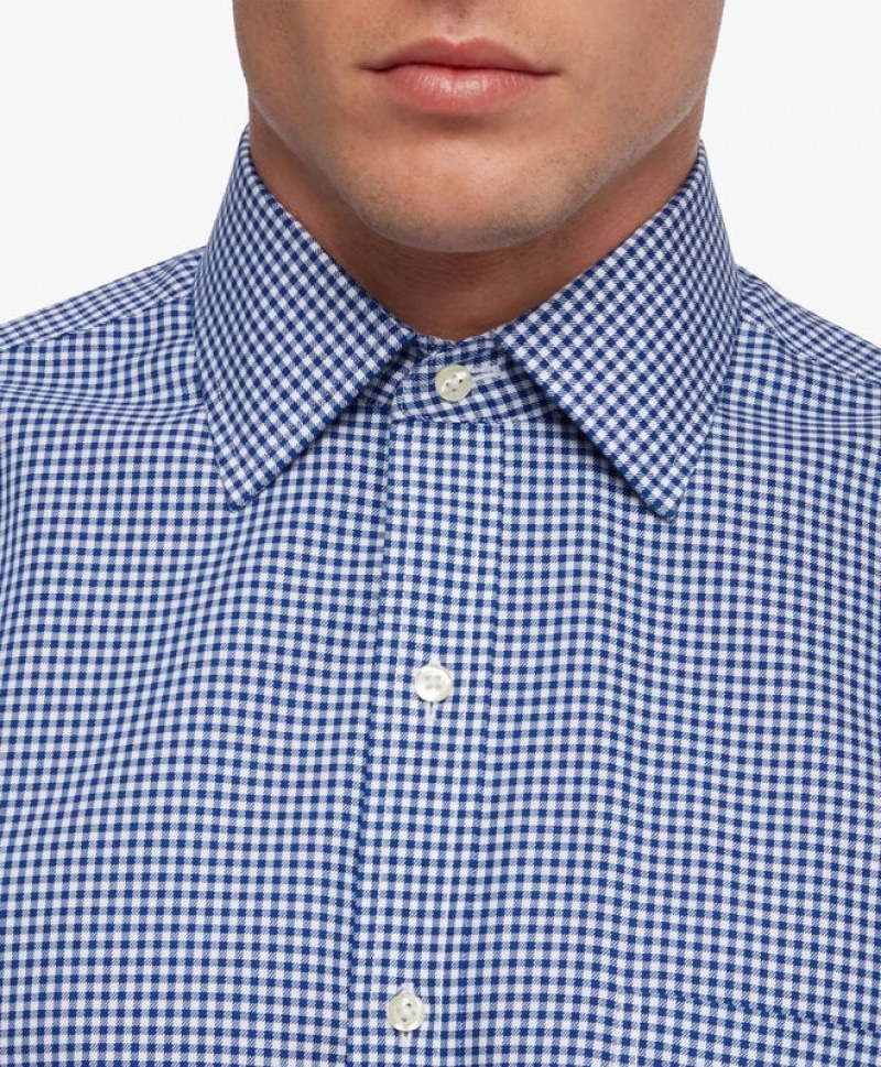 Blue Brooks Brothers Regular Fit Blue Non-Iron Ainsley Collar Men Shirts | JKG-098647