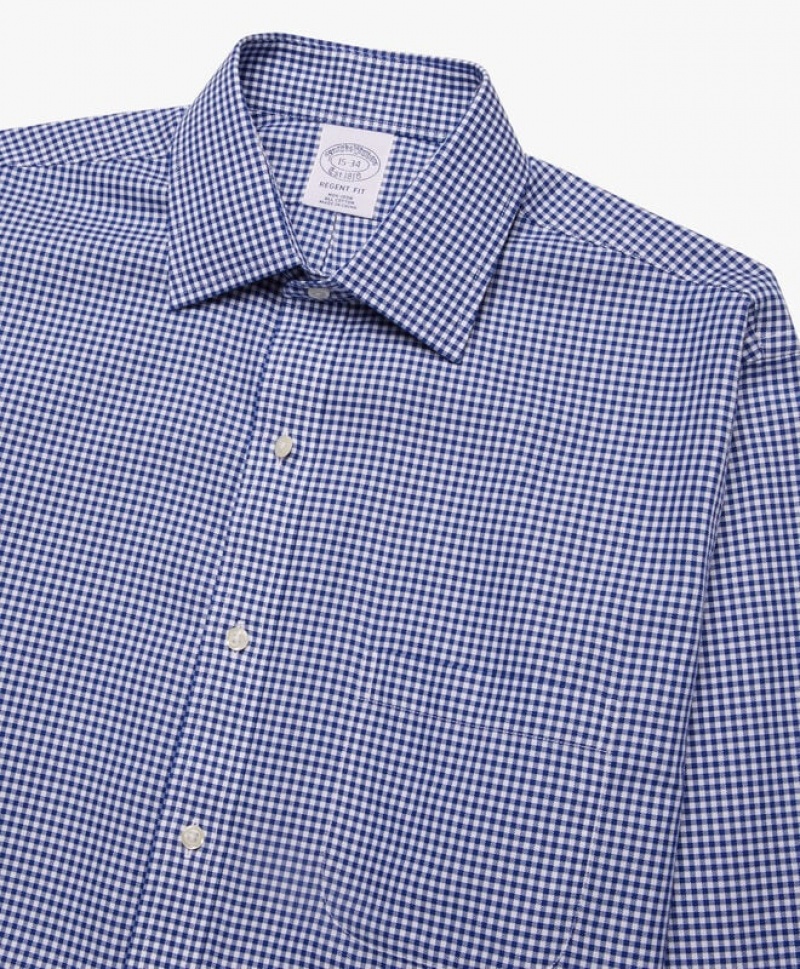 Blue Brooks Brothers Regular Fit Blue Non-Iron Ainsley Collar Men Shirts | JKG-098647