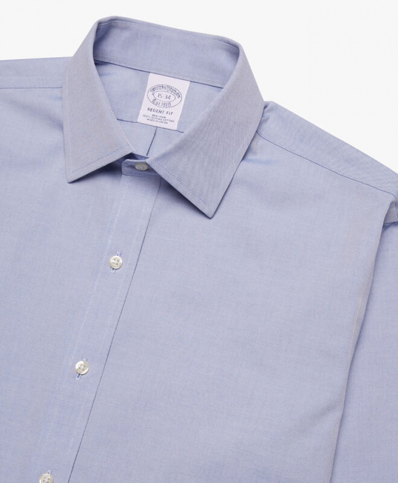 Blue Brooks Brothers Regular Fit Blue Non-Iron Ainsley Collar Men Shirts | KSG-867390