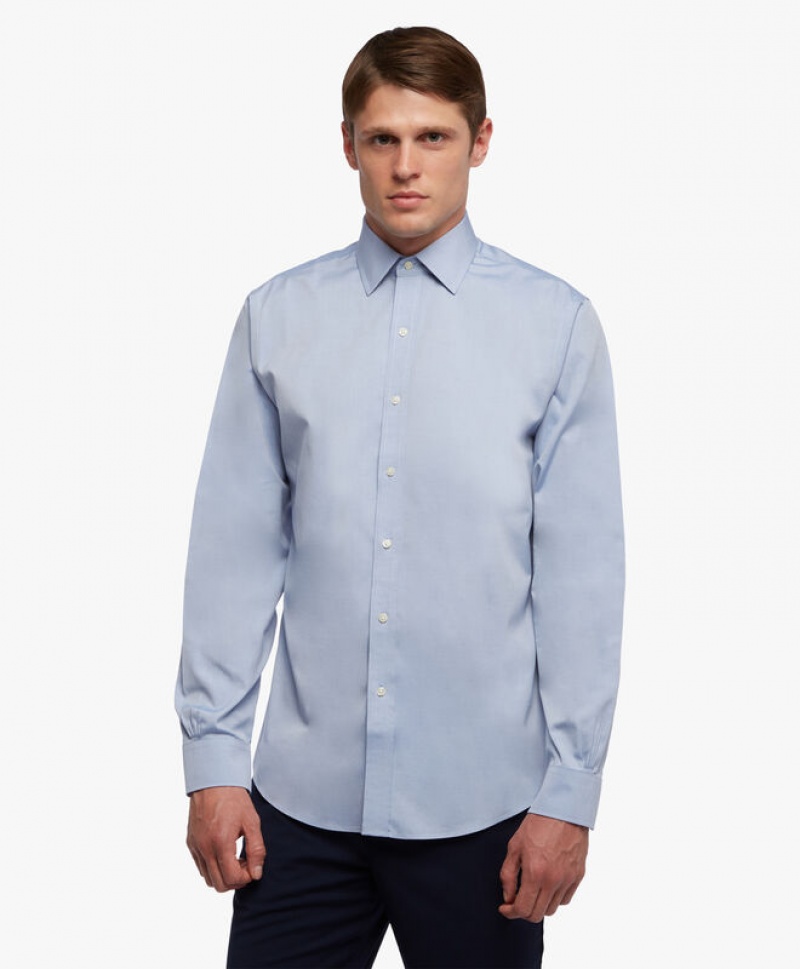 Blue Brooks Brothers Regular Fit Blue Non-Iron Ainsley Collar Men Shirts | KSG-867390