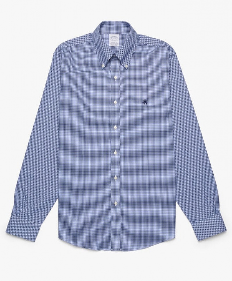 Blue Brooks Brothers Regular Fit Blue Non-Iron Button Down Men Shirts | IYH-051936