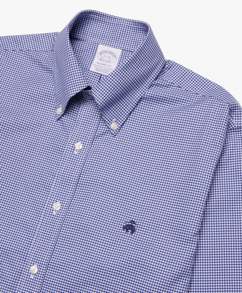 Blue Brooks Brothers Regular Fit Blue Non-Iron Button Down Men Shirts | IYH-051936