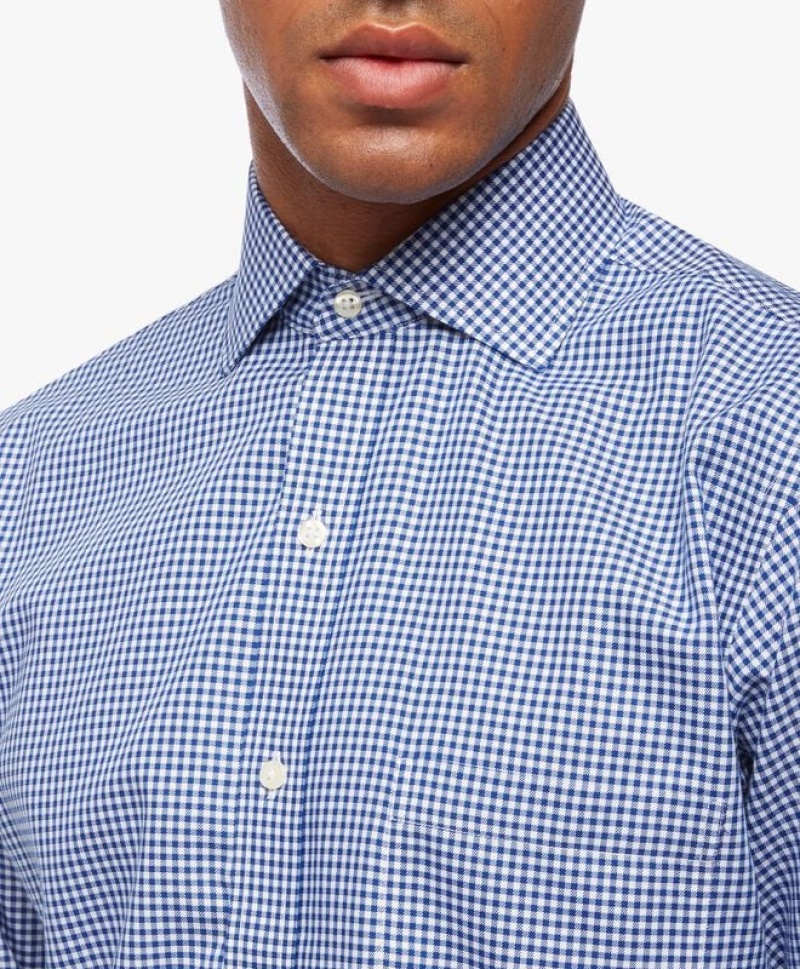 Blue Brooks Brothers Regular Fit Blue Non-Iron Spread Collar Men Shirts | UTQ-523149