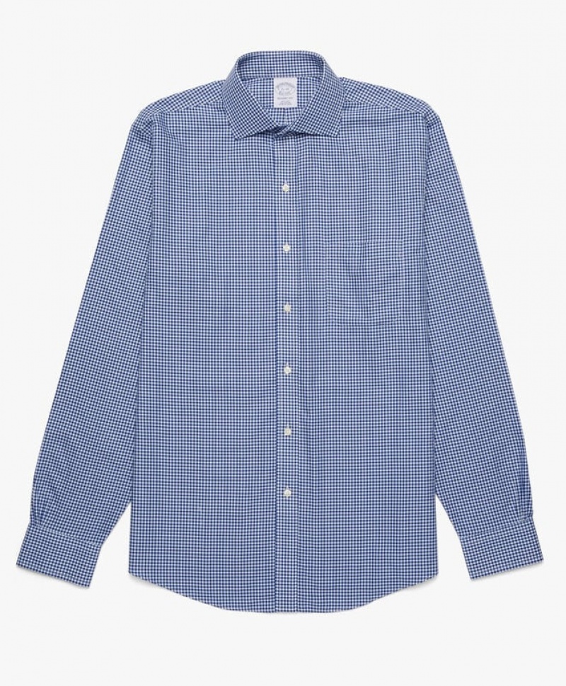 Blue Brooks Brothers Regular Fit Blue Non-Iron Spread Collar Men Shirts | UTQ-523149