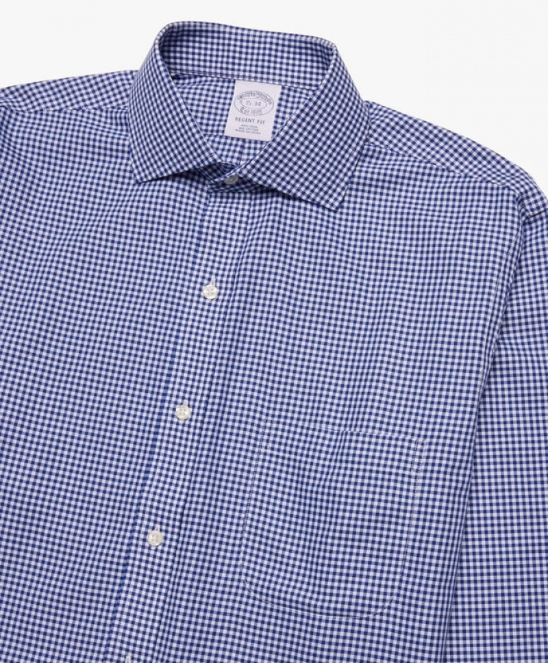 Blue Brooks Brothers Regular Fit Blue Non-Iron Spread Collar Men Shirts | UTQ-523149