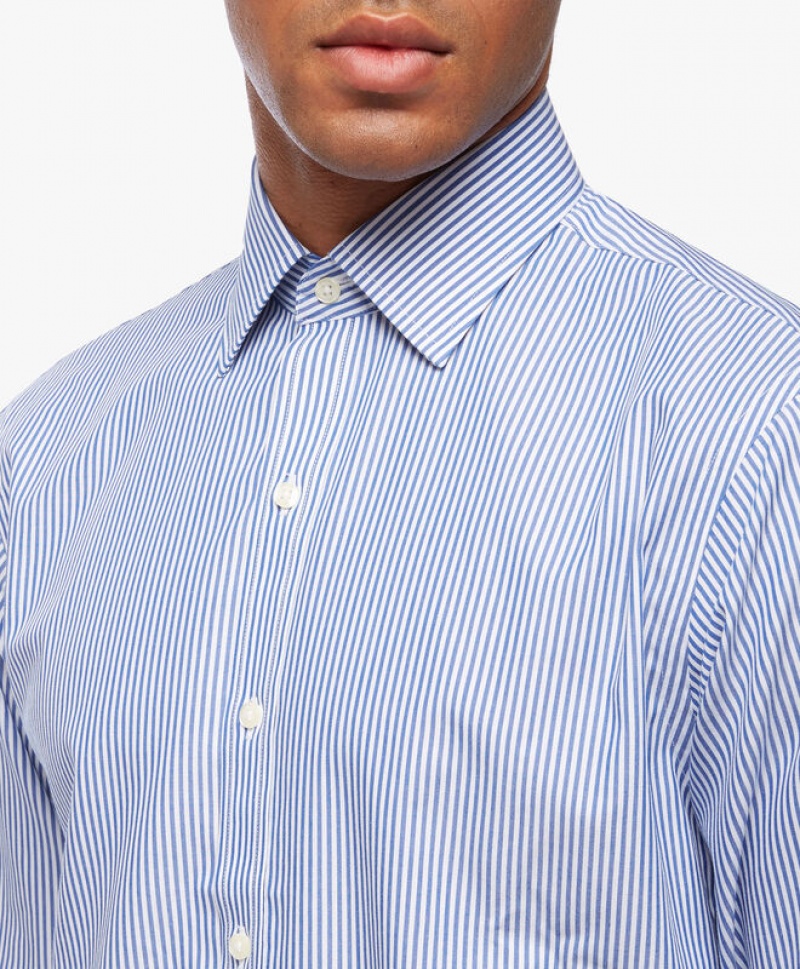 Blue Brooks Brothers Regular Fit Blue Non-Iron Ainsley Collar Men Shirts | WOG-831754