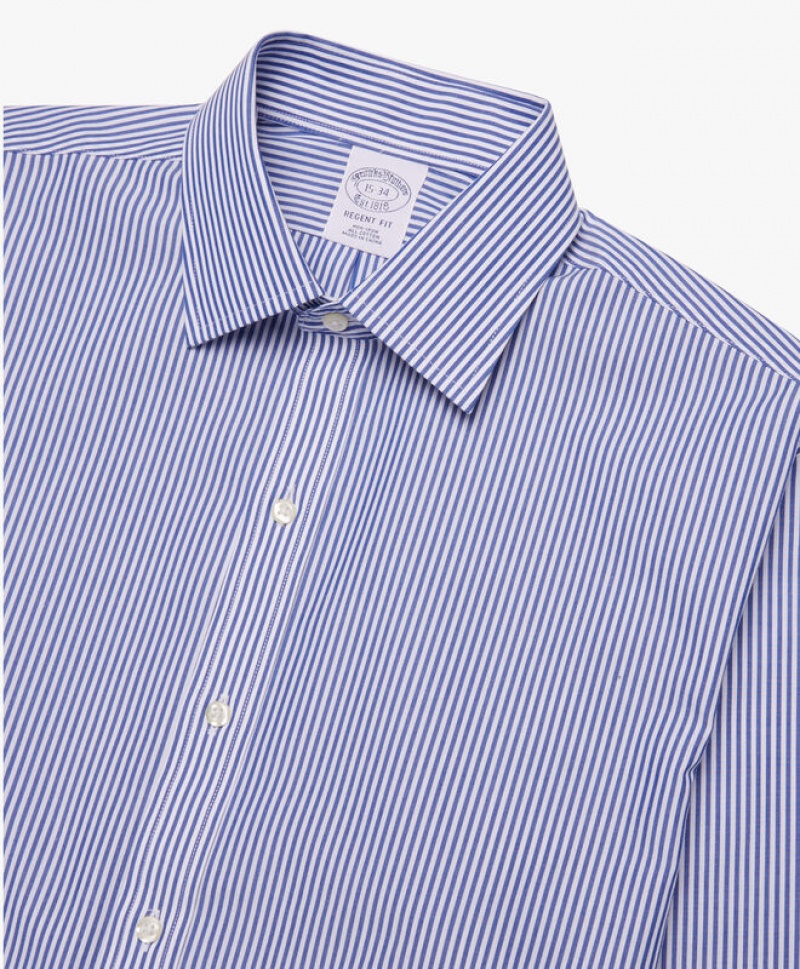 Blue Brooks Brothers Regular Fit Blue Non-Iron Ainsley Collar Men Shirts | WOG-831754