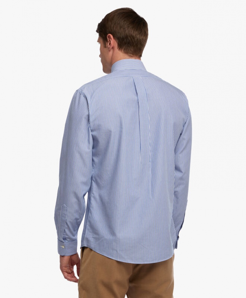 Blue Brooks Brothers Regular Fit Blue Non-Iron Ainsley Collar Men Shirts | FZU-031582