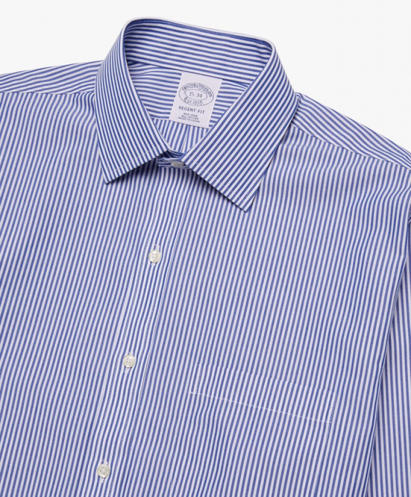 Blue Brooks Brothers Regular Fit Blue Non-Iron Ainsley Collar Men Shirts | FZU-031582