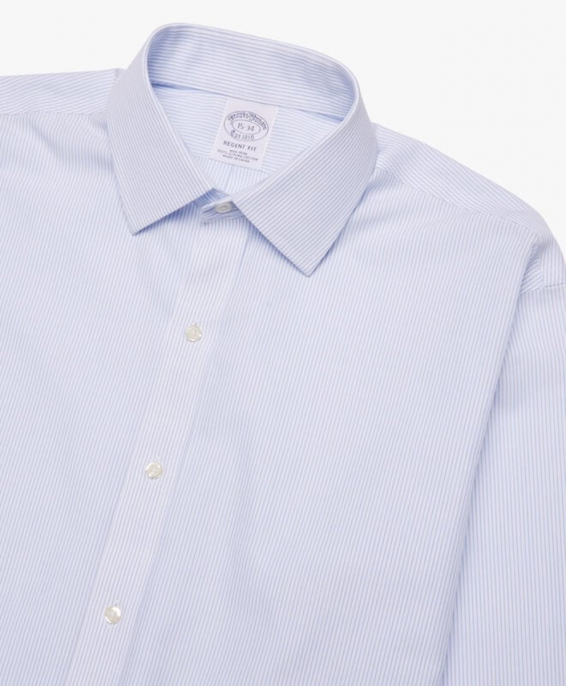 Blue Brooks Brothers Regular Fit Blue Non-Iron Ainsley Collar Men Shirts | MUI-863952