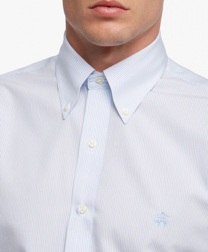 Blue Brooks Brothers Regular Fit Blue Non-Iron Button Down Men Shirts | VHU-873601