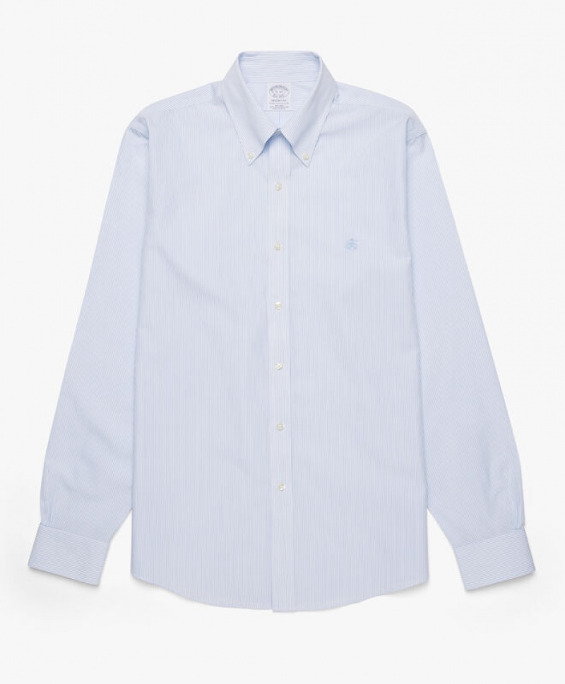 Blue Brooks Brothers Regular Fit Blue Non-Iron Button Down Men Shirts | VHU-873601