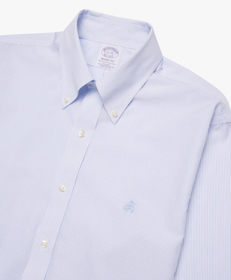 Blue Brooks Brothers Regular Fit Blue Non-Iron Button Down Men Shirts | VHU-873601