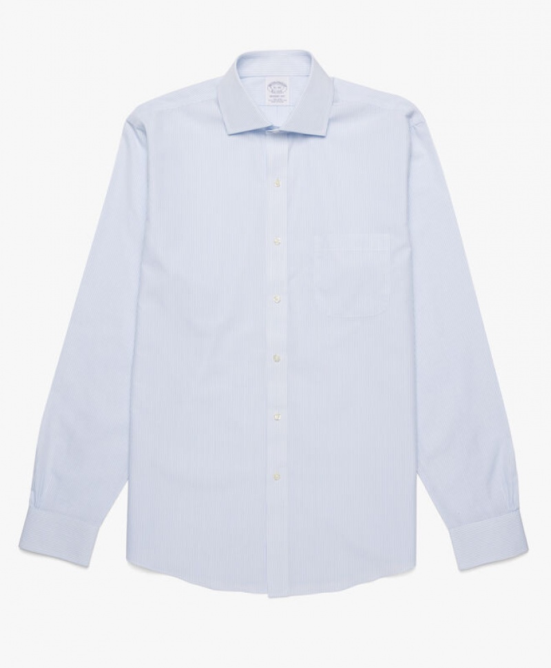 Blue Brooks Brothers Regular Fit Blue Non-Iron Spread Collar Men Shirts | OTB-146930