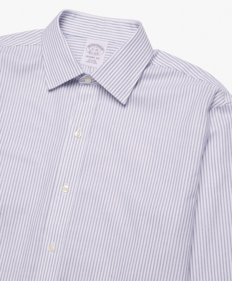 Blue Brooks Brothers Regular Fit Blue Non-Iron Ainsley Collar Men Shirts | AJR-429807