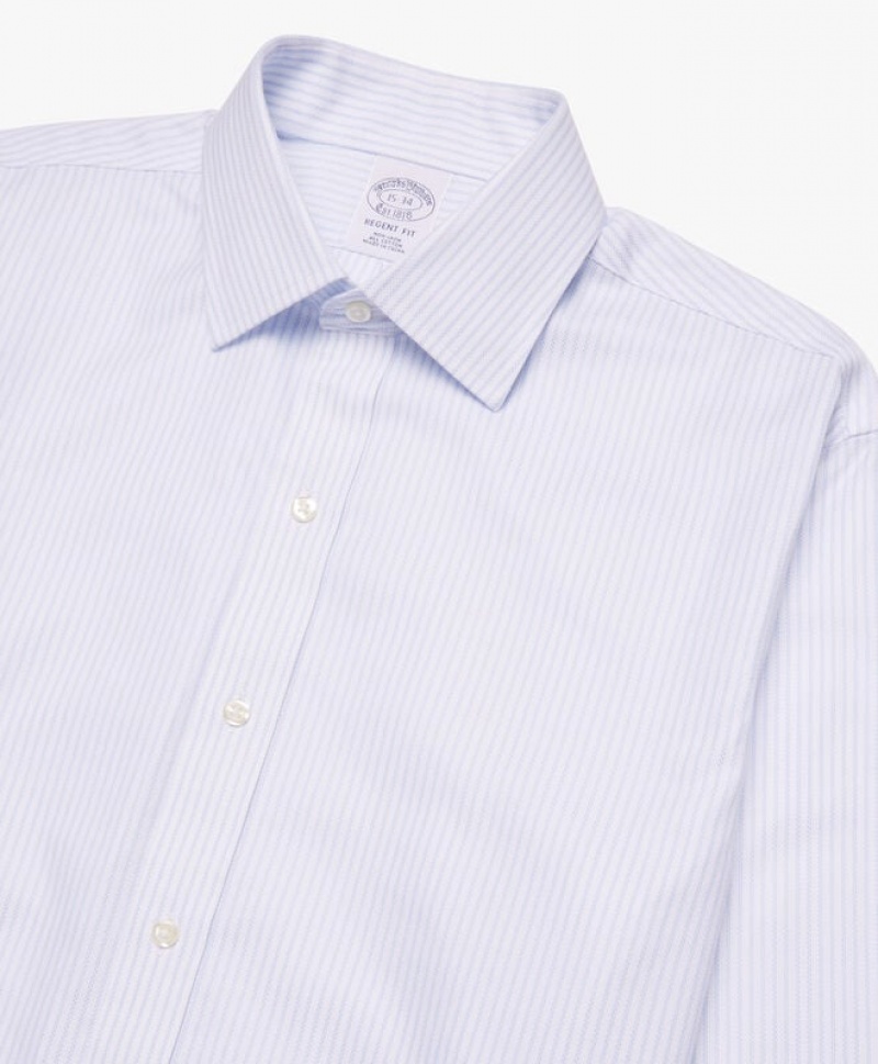 Blue Brooks Brothers Regular Fit Blue Non-Iron Ainsley Collar Men Shirts | MRE-027693