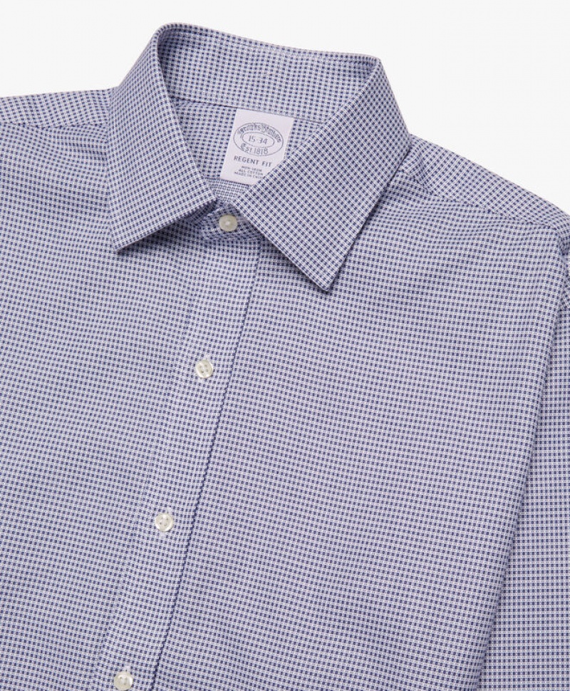 Blue Brooks Brothers Regular Fit Blue Non-Iron Ainsley Collar Men Shirts | LZS-875290