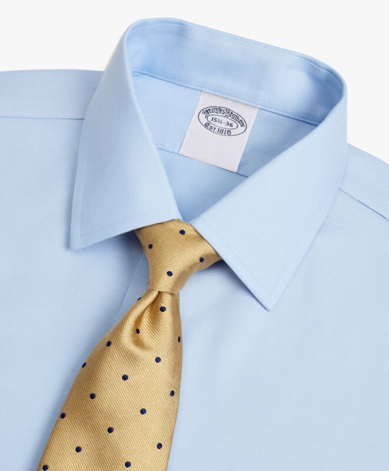 Blue Brooks Brothers Regular Fit Pastel Blue Non-Iron Twill Ainsley Collar Men Shirts | HMT-651209