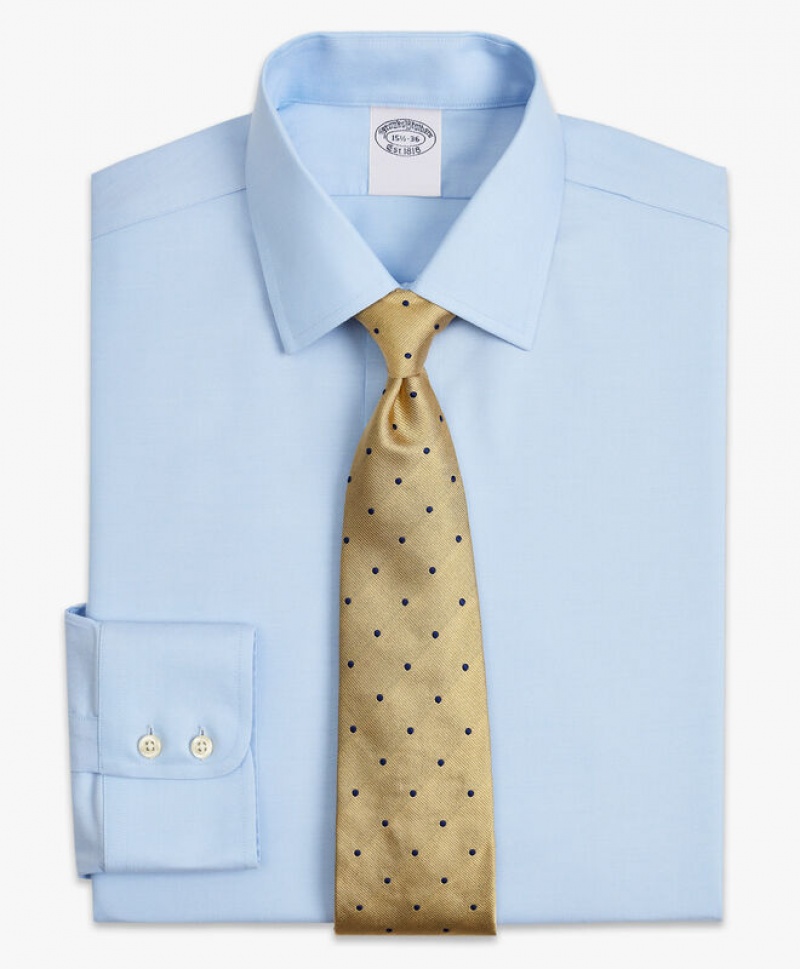 Blue Brooks Brothers Regular Fit Pastel Blue Non-Iron Twill Ainsley Collar Men Shirts | HMT-651209