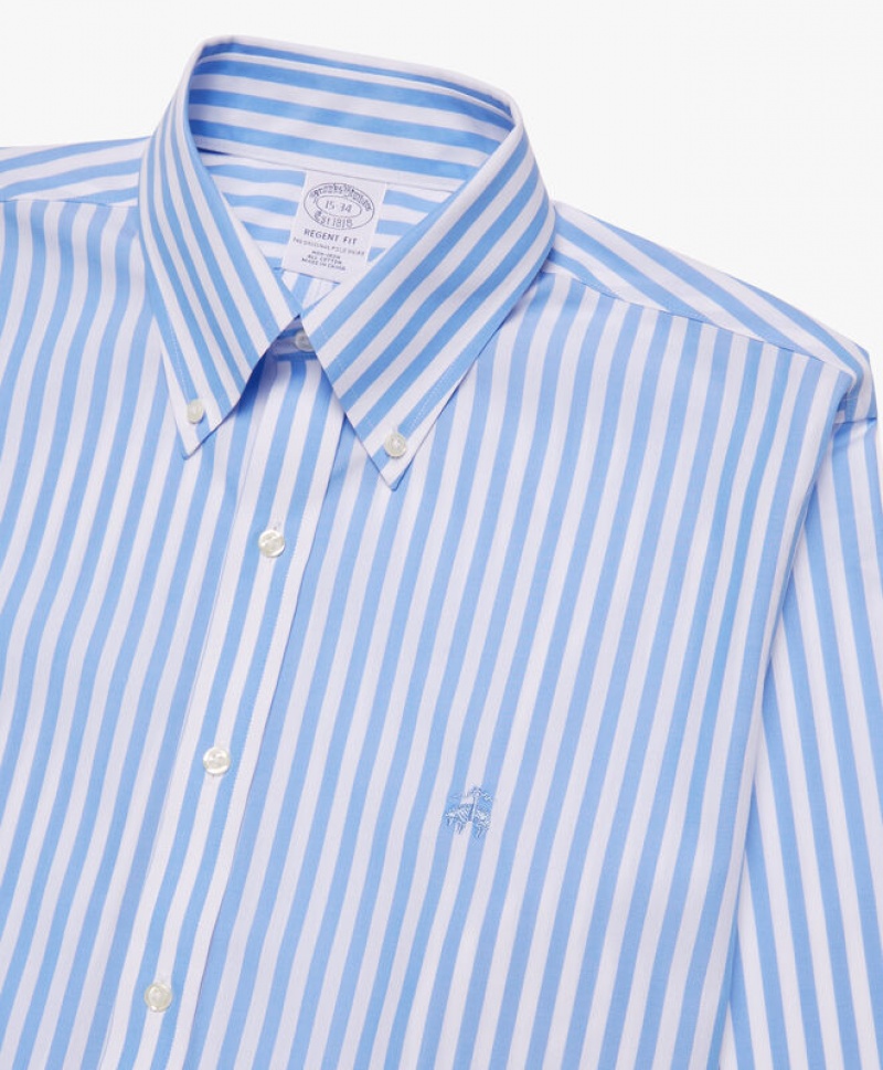 Blue Brooks Brothers Regular Fit Pastel Blue Non-Iron Button Down Men Shirts | JRV-637824