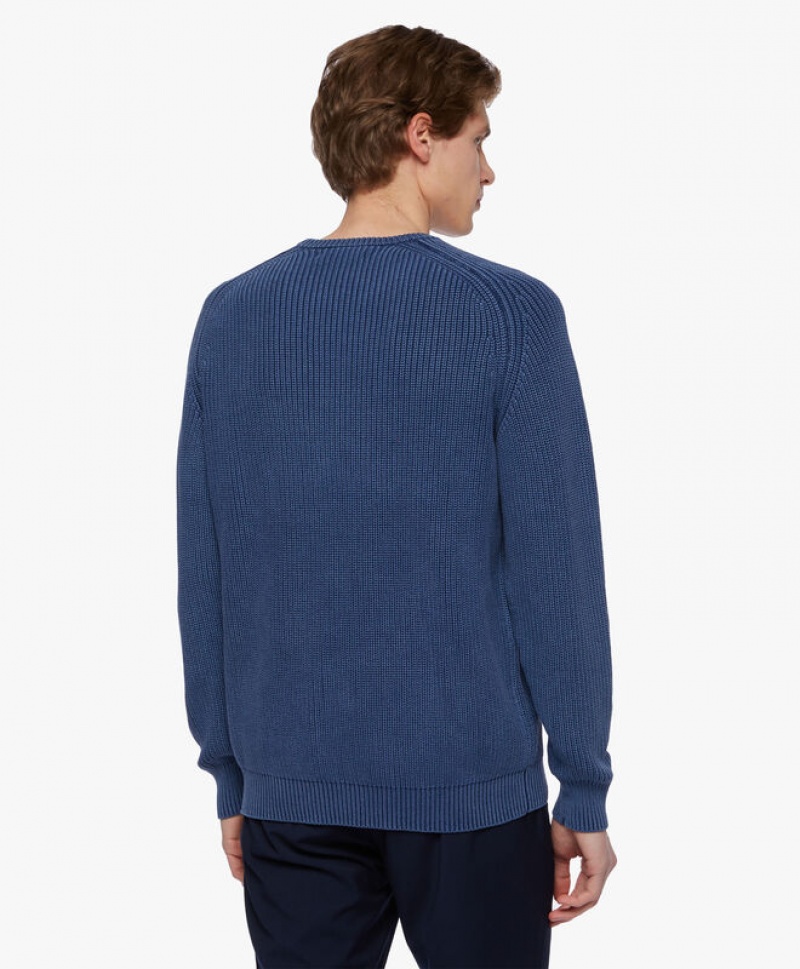 Blue Brooks Brothers Ribbed Cotton Men Sweaters | XNL-461790