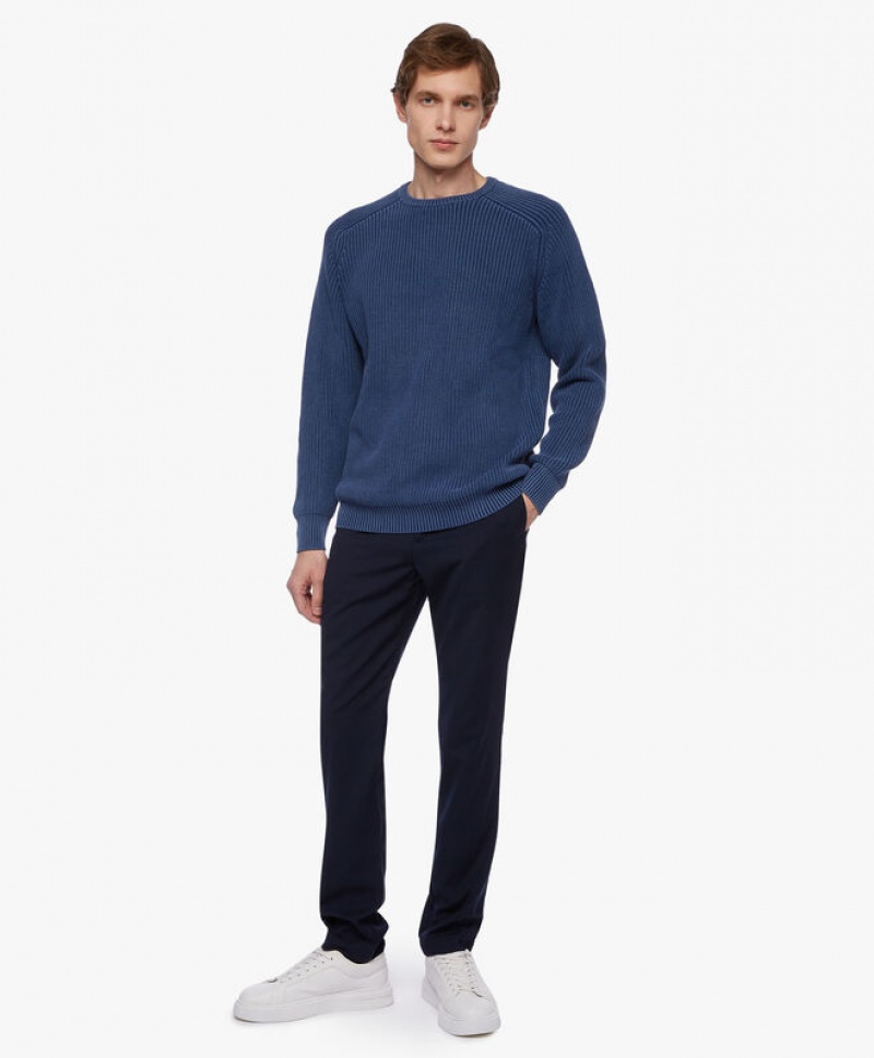 Blue Brooks Brothers Ribbed Cotton Men Sweaters | XNL-461790