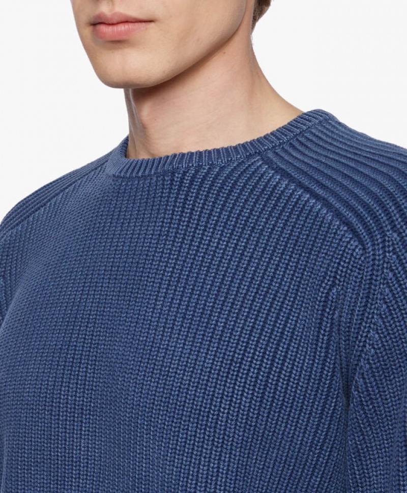 Blue Brooks Brothers Ribbed Cotton Men Sweaters | XNL-461790